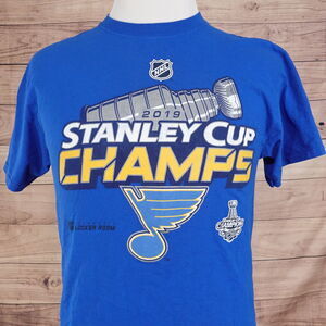 ST LOUIS BLUES NHL HOCKEY 2019 STANLEY CUP CHAMPIONS LOCKER ROOM TSHIRT SZ M